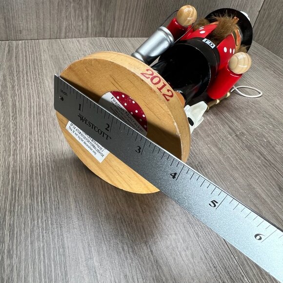 Hobby Lobby Fireman Nutcracker Figurines 2012 2015 Dog Ladder Bucket 14" Red - Picture 9 of 12